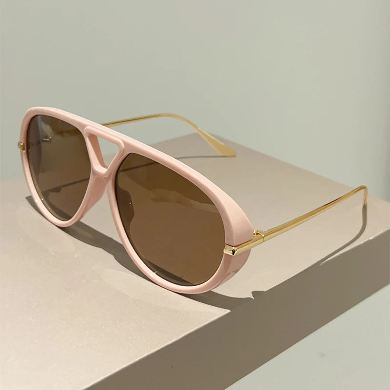 KAMMPT Übergroße Piloten-Sonnenbrille, 2025, neu im Vintage-Stil, Doppelsteg-Sonnenbrille, Damen, trendiges Luxus-Markendesign, Outdoor-Sonnenbrille