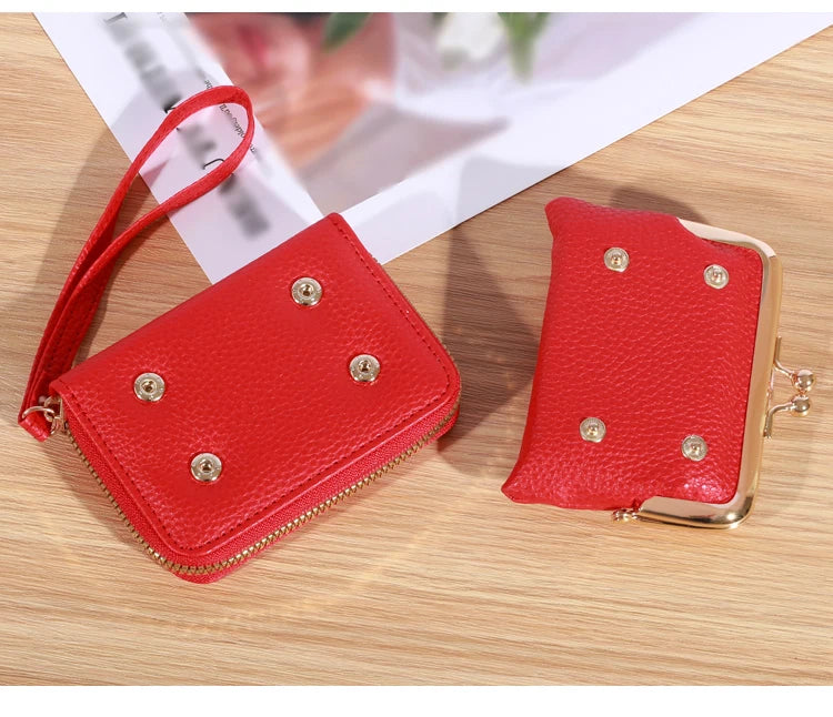 Kleine kreditkarten tasche für frauen, multifunktion ale kuss schloss brieftasche, mode reiß verschluss münzen geldbörse