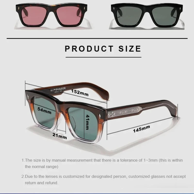 Sonnenbrille für Männer und Frauen, hochwertige handgefertigte quadratische Acetat-CASH-Luxusmarke, Designer, Outdoor-Sport, UV400, trendige Sonnenbrille