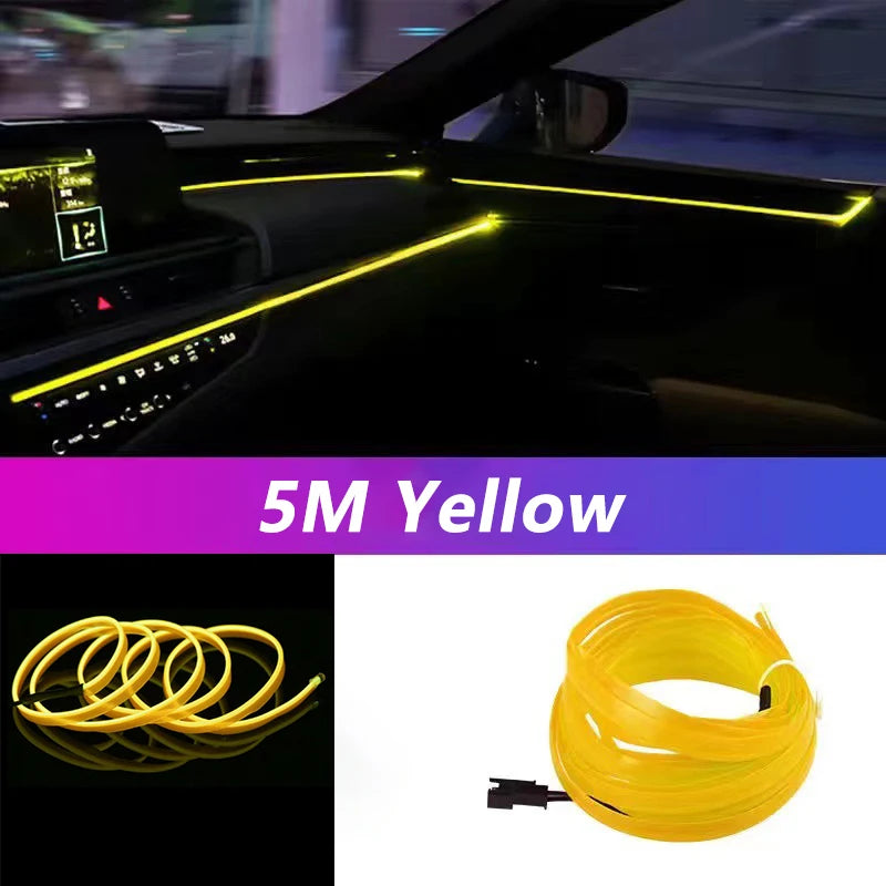 5m Auto Innenraum LED-Streifen Licht Neon El Verkabelung dekorative Lampe für Auto DIY flexible Umgebungs licht USB Party Atmosphäre Diode