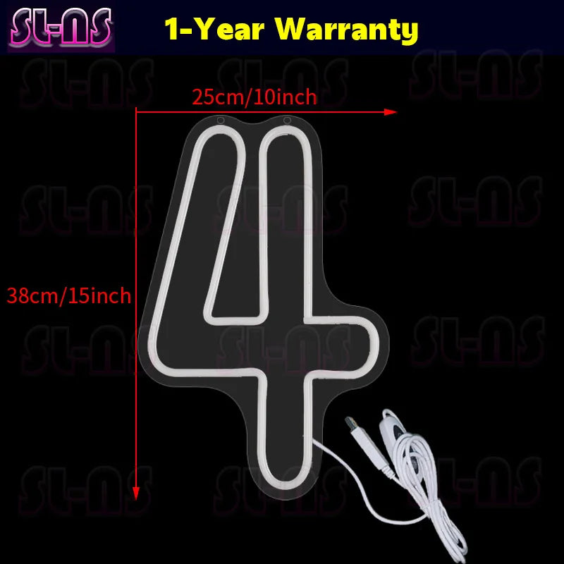 LED-Leuchtreklame mit warmen Farbzahlen, Geburtstags-Acryl-Lichter von 0 bis 9, mit Schalter für Hochzeit, Party, Business, Schönheitssalon, Wanddekoration