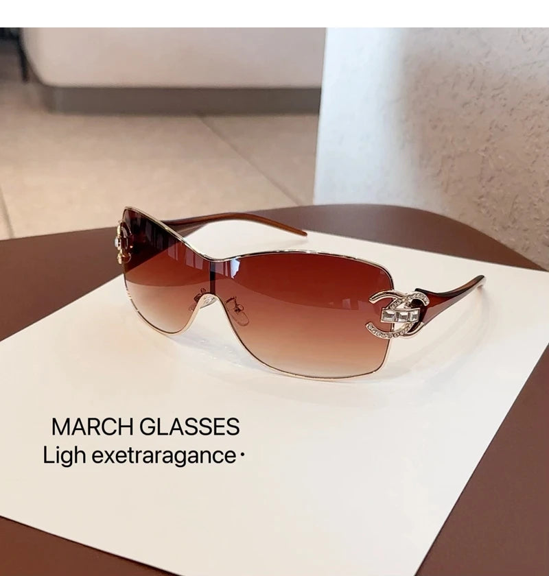 Neue Verbundene Luxus Frauen Sonnenbrille Übergroßen Frau Sonnenbrille Schwarz Brillen Trendy Männer Glas Lentes De Sol Mujer 2025