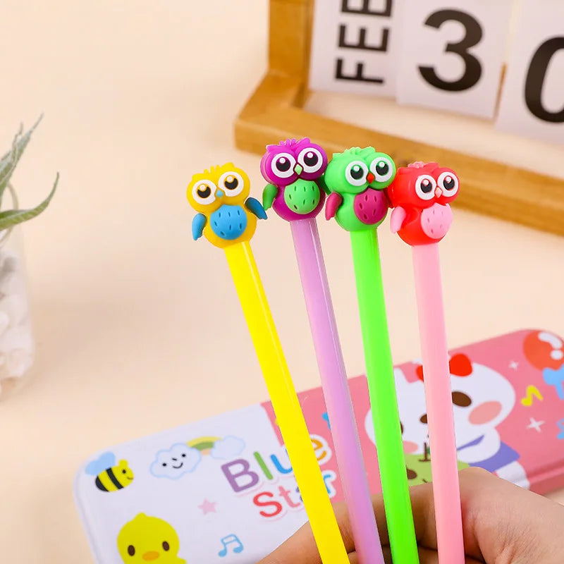 Großhandel Kreative Nette Farbe Eule Stereo Gel Stift Schwarz Wasser Stift Student Schreiben Werkzeuge Schreibwaren Shop Großhandel