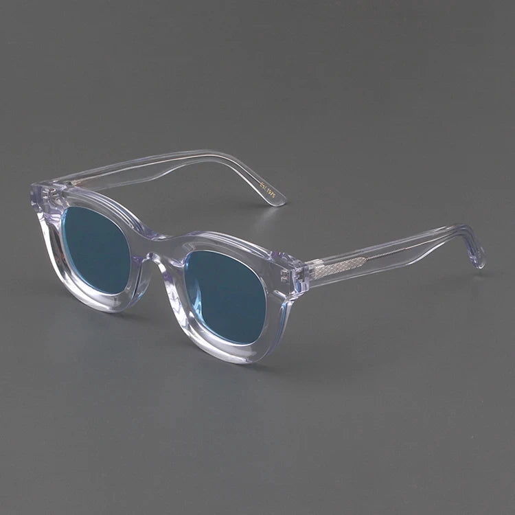 2024 Retro-Sonnenbrille für Damen und Herren, modisch, Acetat, quadratisch, grau, grüner Rahmen, matt gefrostet, UV400, handgefertigte Sonnenbrille