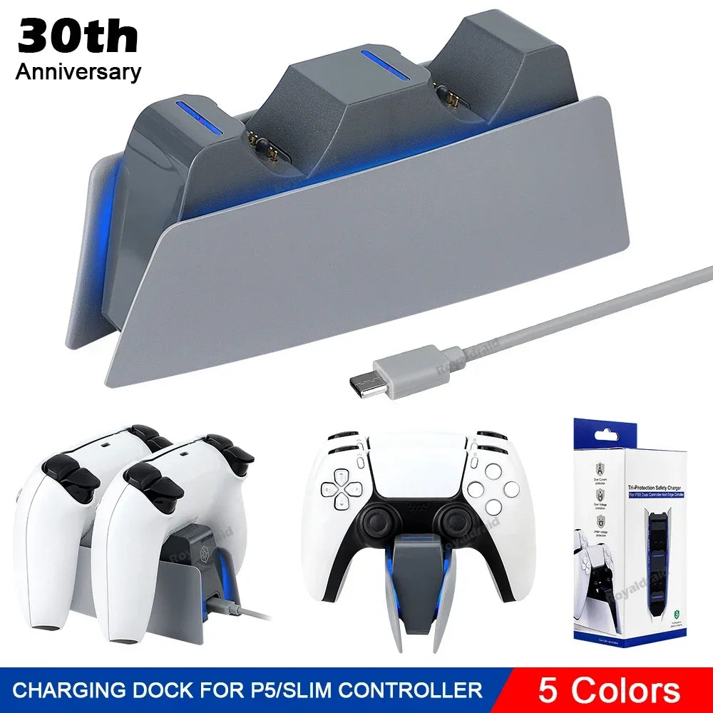 5 FARBEN für PS5-Controller, Ladestation, Dual-Schnellladestation für PS5, Typ C und PS5-Edge-Game-Controller mit LED-Anzeige