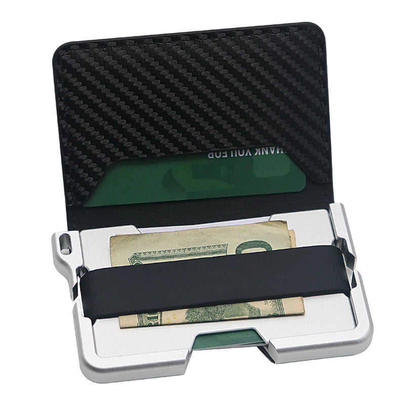 Geldbörse für Herren – Schlanke Herren-Geldbörse, Bifold-Geldbörsen, Aluminium, Kreditkarten-Reisepasshülle, Herren-Geldbörse, RFID-blockierende Geldklammer, dünn