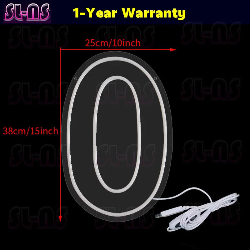 LED-Leuchtreklame mit warmen Farbzahlen, Geburtstags-Acryl-Lichter von 0 bis 9, mit Schalter für Hochzeit, Party, Business, Schönheitssalon, Wanddekoration