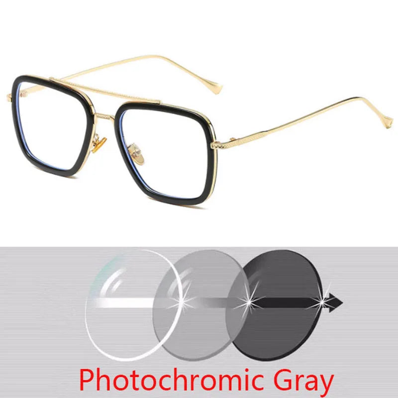 Sph-0,5-0,75-1,0 bis-6 Mode Metall Stil für Frauen Sonnenbrillen Männer quadratische Marke Design Sonnenbrille