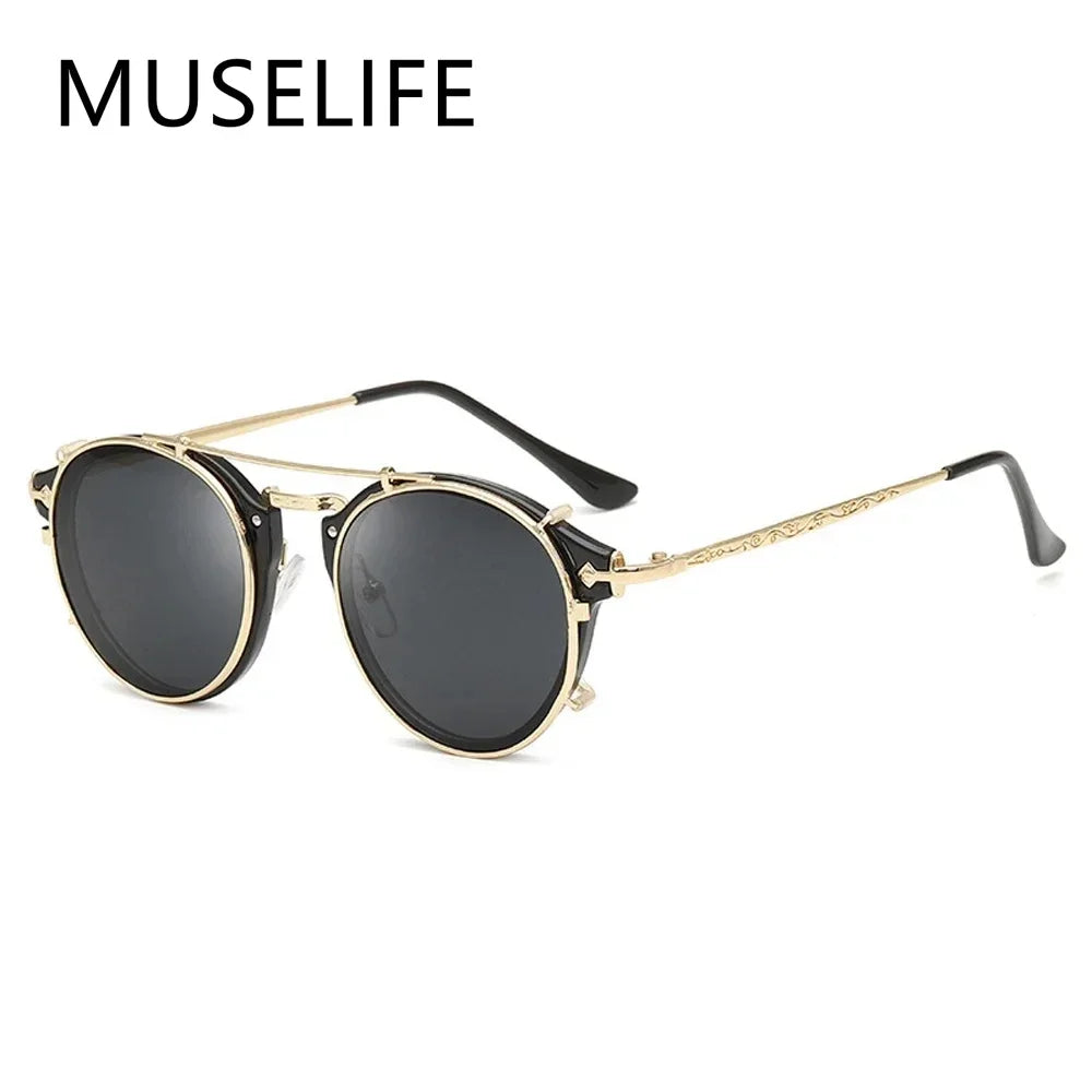 Klassische Gothic Steampunk Sonnenbrille Sonnenbrille Männer Frauen Marke Designer Vintage Runde Brille Mode Fahren Goggle UV400