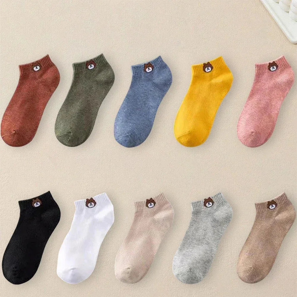 10 Paar Damen-Socken mit Cartoon-Muster, trendige und modische, vielseitige Socken, leichte, atmungsaktive, bequeme Freizeitsocken