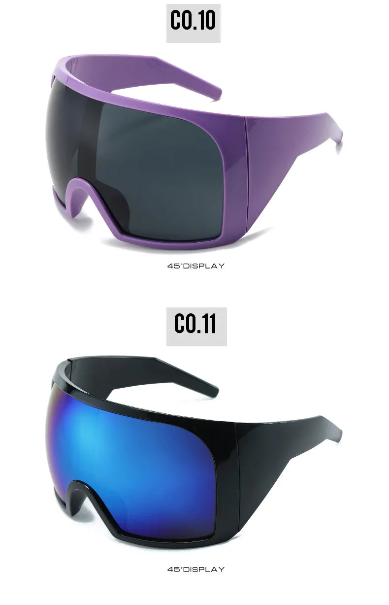 Übergroße Sonnenbrille für Herren, umwickelt, windabweisend, persönlich, große Farbtöne, futuristische Mode, Zukunftsschild, Uv400, Radfahren, Motorrad