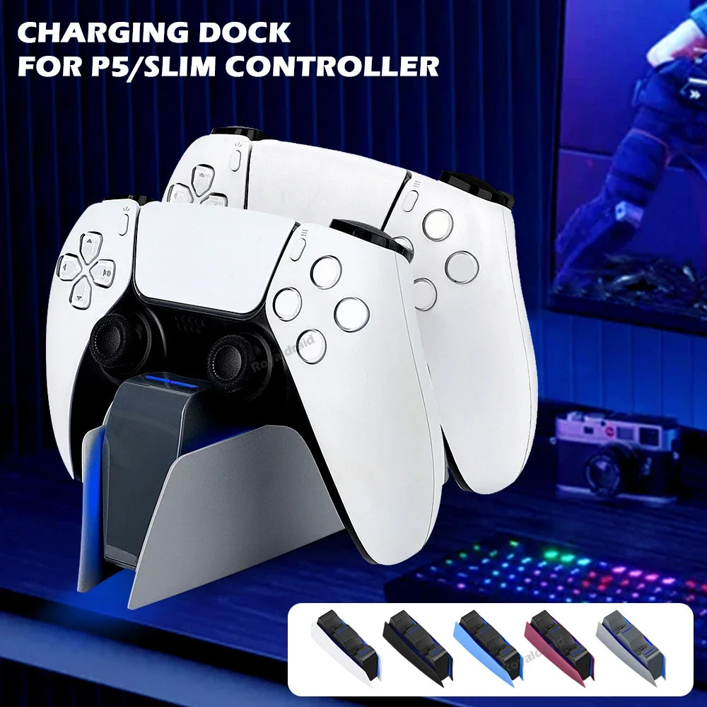 5 FARBEN für PS5-Controller, Ladestation, Dual-Schnellladestation für PS5, Typ C und PS5-Edge-Game-Controller mit LED-Anzeige