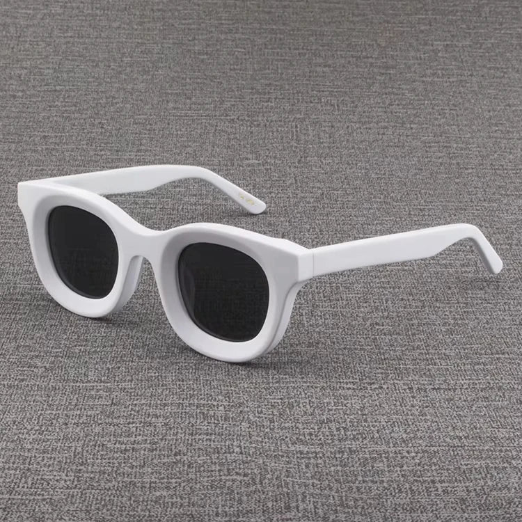 2024 Retro-Sonnenbrille für Damen und Herren, modisch, Acetat, quadratisch, grau, grüner Rahmen, matt gefrostet, UV400, handgefertigte Sonnenbrille