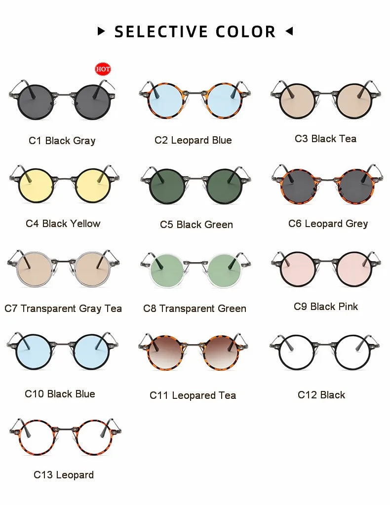 Runde Sonnenbrille für Männer Frauen Retro Steampunk Sonnenbrille männlich weiblich Marke Designer Metallrahmen Brillen Sonnenbrillen oculos de sol