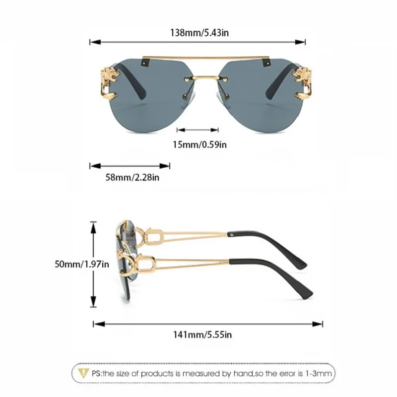 2025, Sonnenbrille für Damen, luxuriös, randlos, Retro-Mode-Sonnenbrille, Lunette, übergroße Shades De Soleil, Femme Gafas De Sol Mujer Lentes