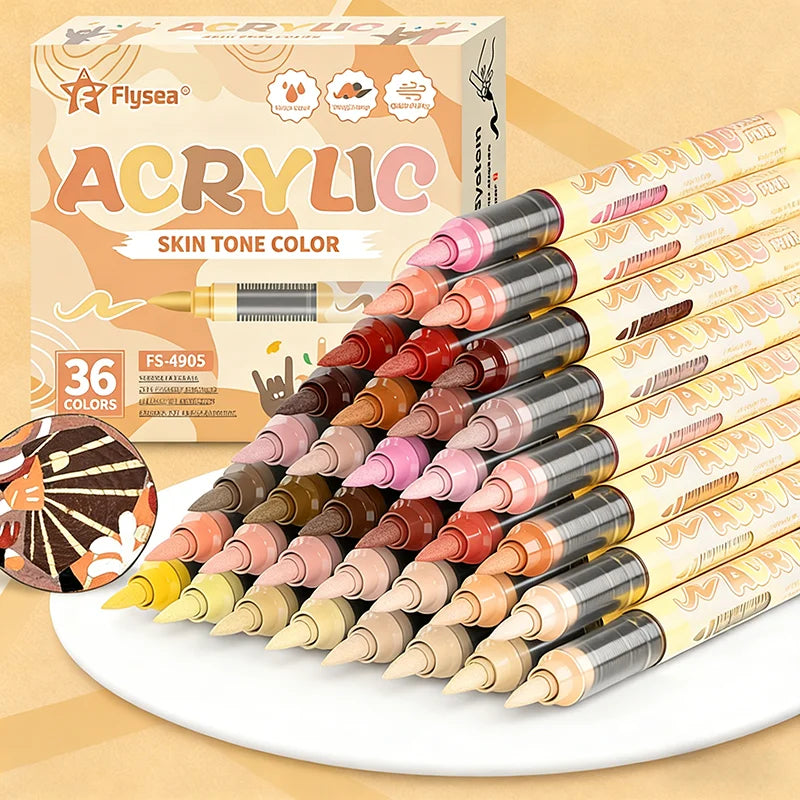 Hauttöne  Kunstmarker  Flexible Pinselspitze  Acrylfarbenstifte-Set  für  Felsmalerei  Holz  Skizzenporträt  Manga  Abbildung