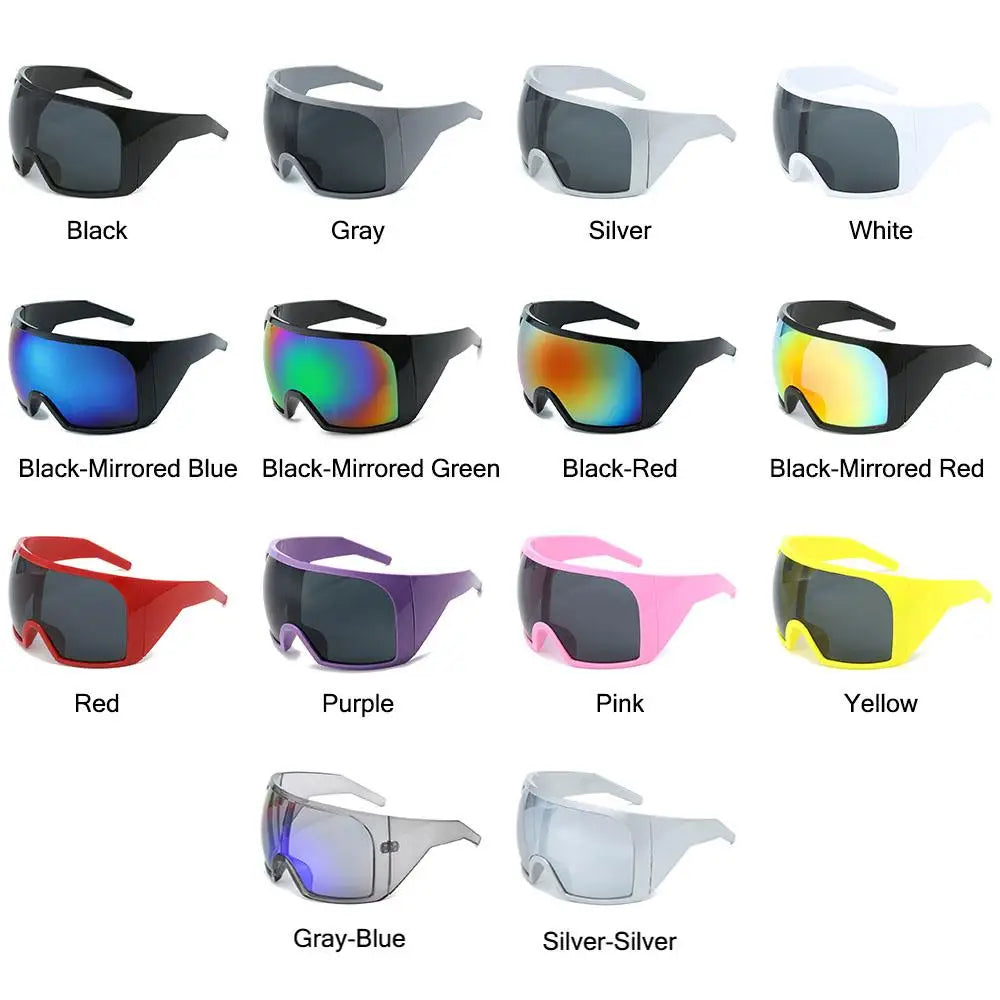 Futuristische Wrap-Around-Sonnenbrille Rave gebogene Linse UV400-Schutz 2000er Brillen übergroße Y2K-Sonnenbrille für Frauen und Männer
