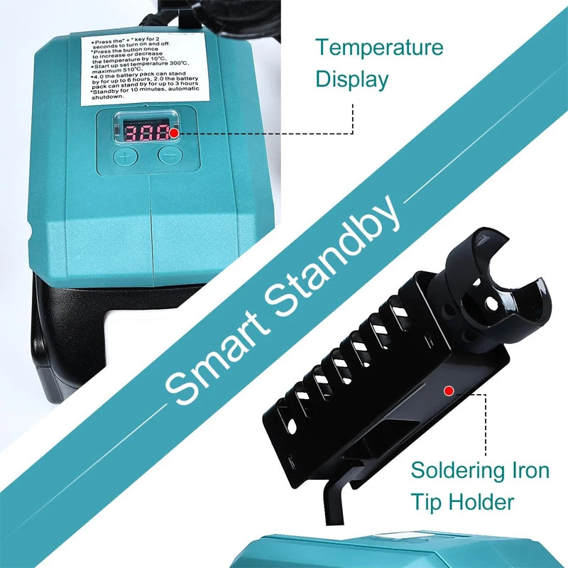 Tragbarer 60 W elektrischer Lötkolben für Makita/Dewalt 20 V Akku-Schweißgerät mit Ständer, 936 Spitze, Schweißreparatur, schnelle Erwärmung