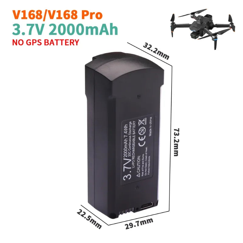 7,4 V 3000 mAh Original V168 GPS Drone Batterie RC Quadcopter 3,7 V 2000 mAh V168 Pro Max Ersatz Batterie eders Teile Zubehör