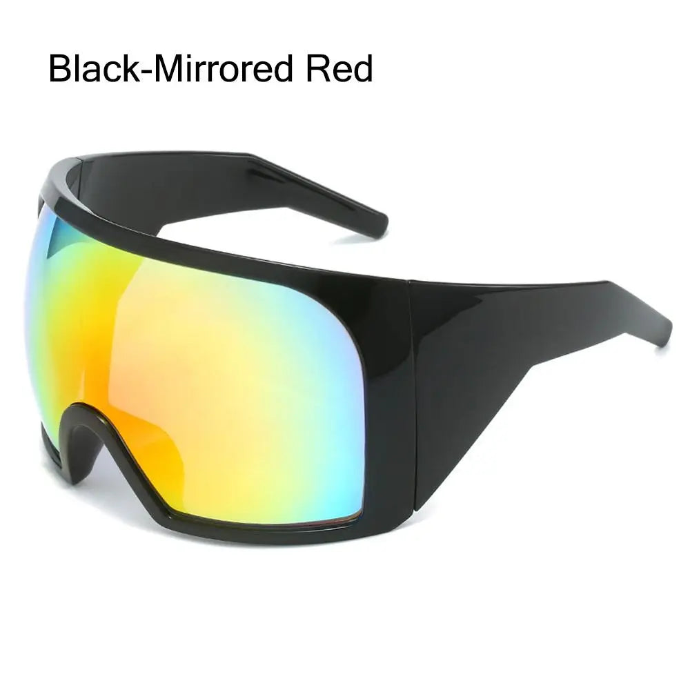 Futuristische Wrap-Around-Sonnenbrille Rave gebogene Linse UV400-Schutz 2000er Brillen übergroße Y2K-Sonnenbrille für Frauen und Männer