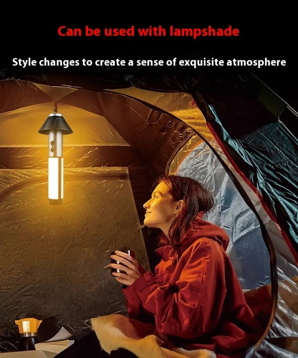 Verbesserte Camping-LED-Teleskop-Taschenlampe mit Stativ, wiederaufladbare Notfalllampe, tragbare Orch-Licht-Tischlampe für den Außenbereich, Zelt