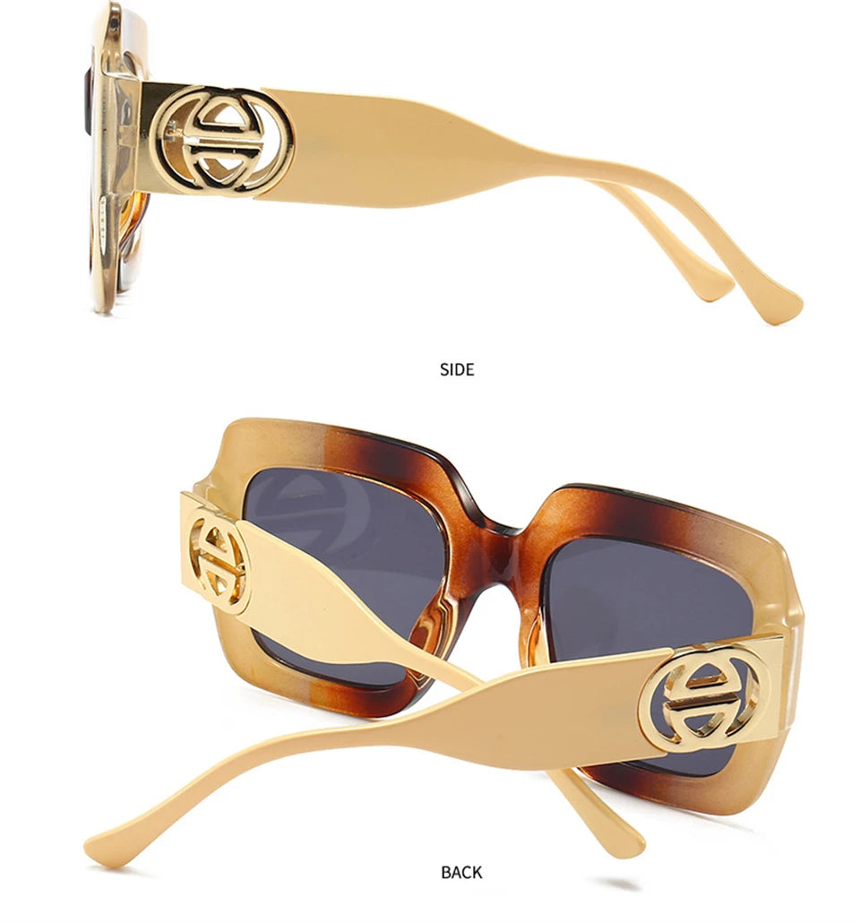 2024 Retro übergroße quadratische Sonnenbrille Frauen Luxusmarke Big Frame Sonnenbrille für Männer Vintage Punk Shades UV400 Tendy Brillen