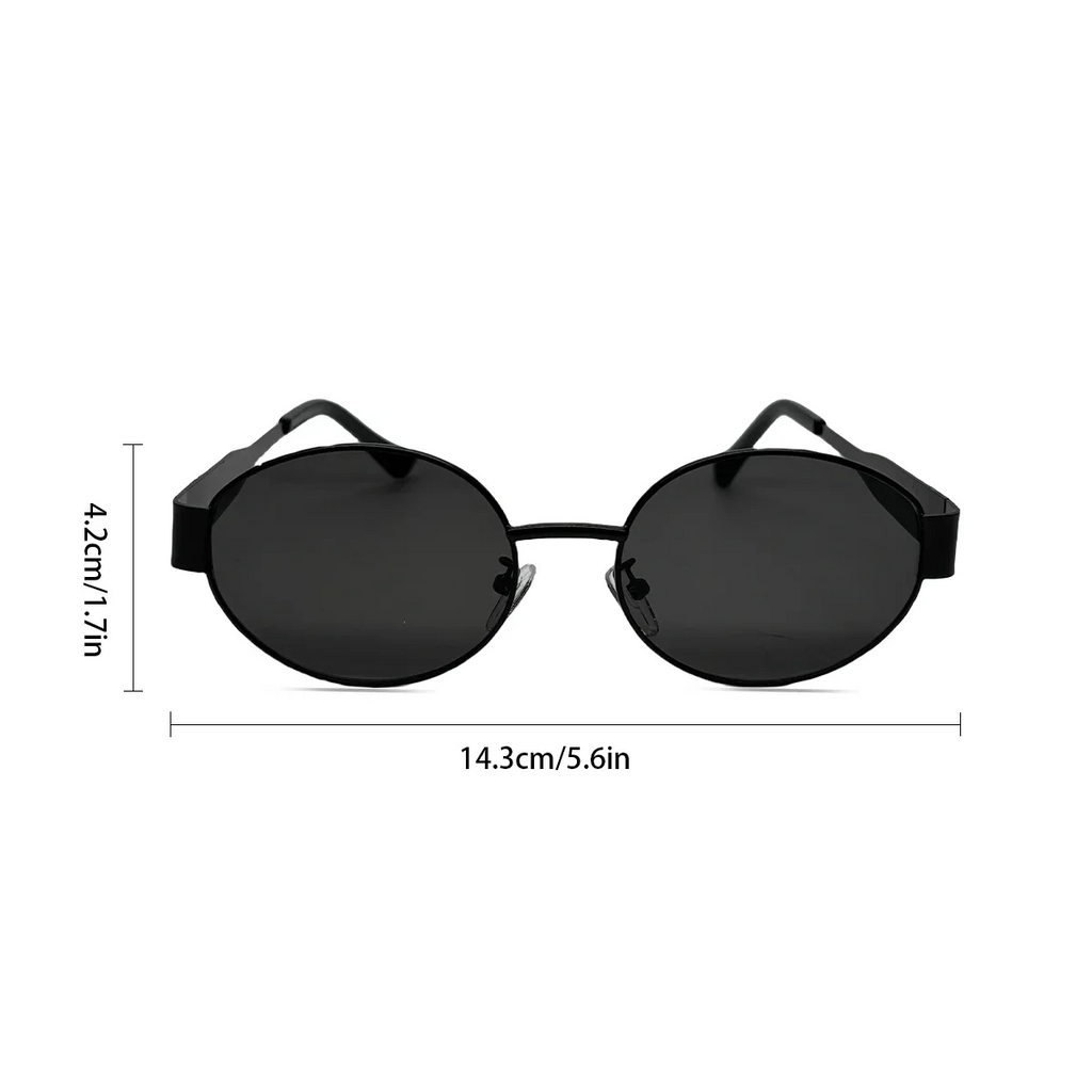 Luxuriöse Unisex-Sonnenbrille aus Metall, ovale Form, modisch, UV400-Schutz, elegante Farbtöne für Damen und Herren