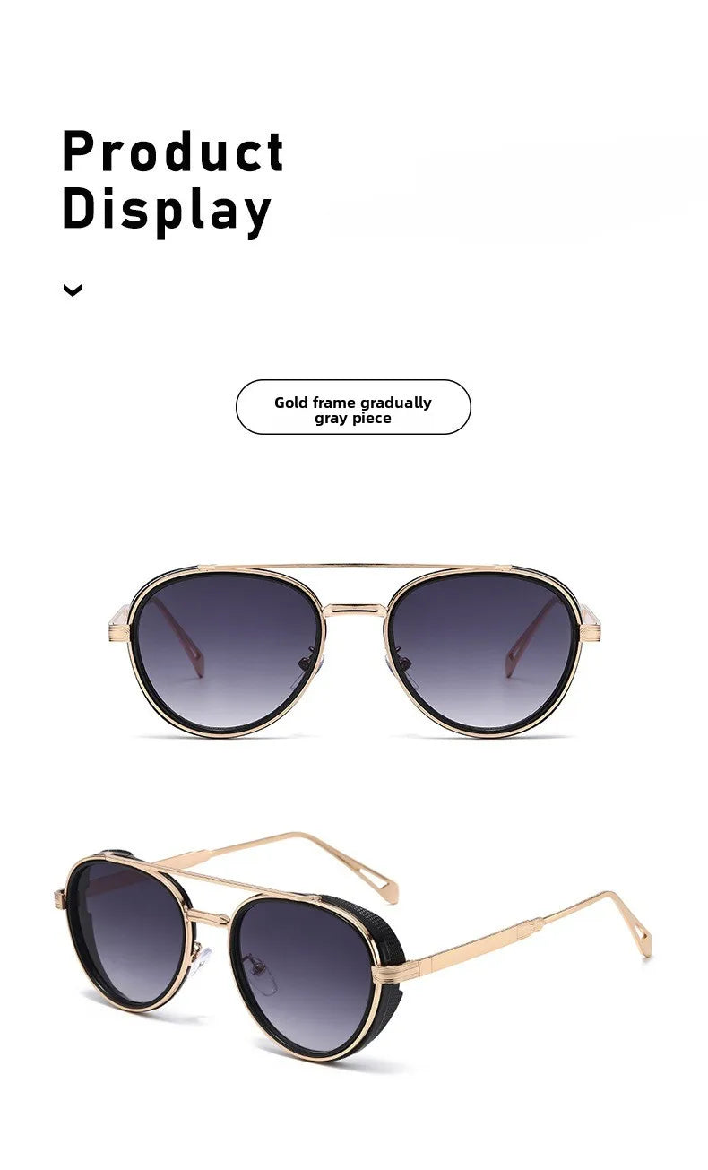 2026 Neue Luxus Steampunk Sonnenbrille, Metallrahmen Ovale Vintage-Brille, Modische Sonnenbrille für Damen, Fahrerbrille für Herren