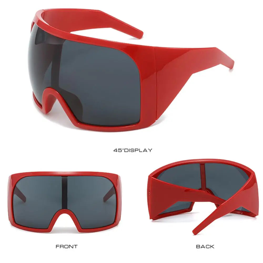 Futuristische Wrap-Around-Sonnenbrille Rave gebogene Linse UV400-Schutz 2000er Brillen übergroße Y2K-Sonnenbrille für Frauen und Männer