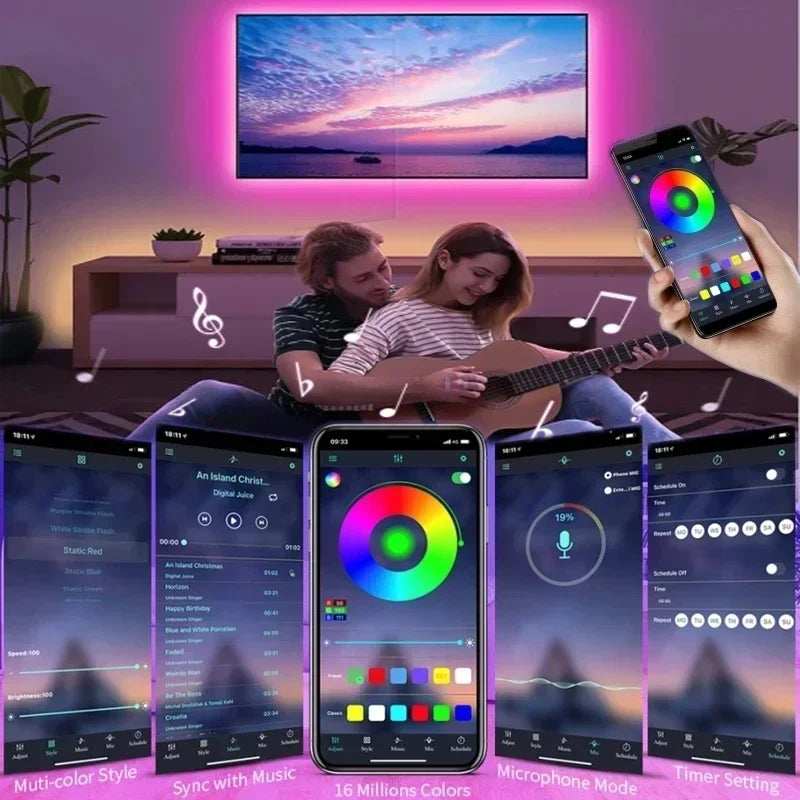 RGB LED Streifen Lichter 5V USB Led Licht Farbwechsel Fernbedienung APP Steuerung Farbwechsel Flexible Lampe Band 1M-30M TV Hintergrundbeleuchtung