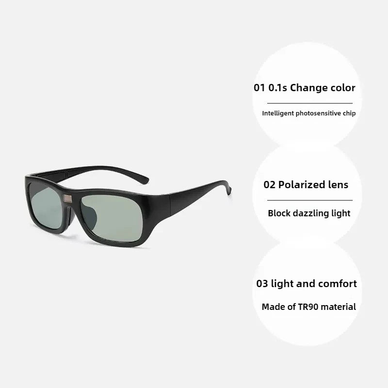 Sportreiten 0,1 s Intelligente photochrome Sonnenbrille für Männer TR90 Farbwechsel Polarisierte Linsenschirme UV400 Angeln Sonnenbrille