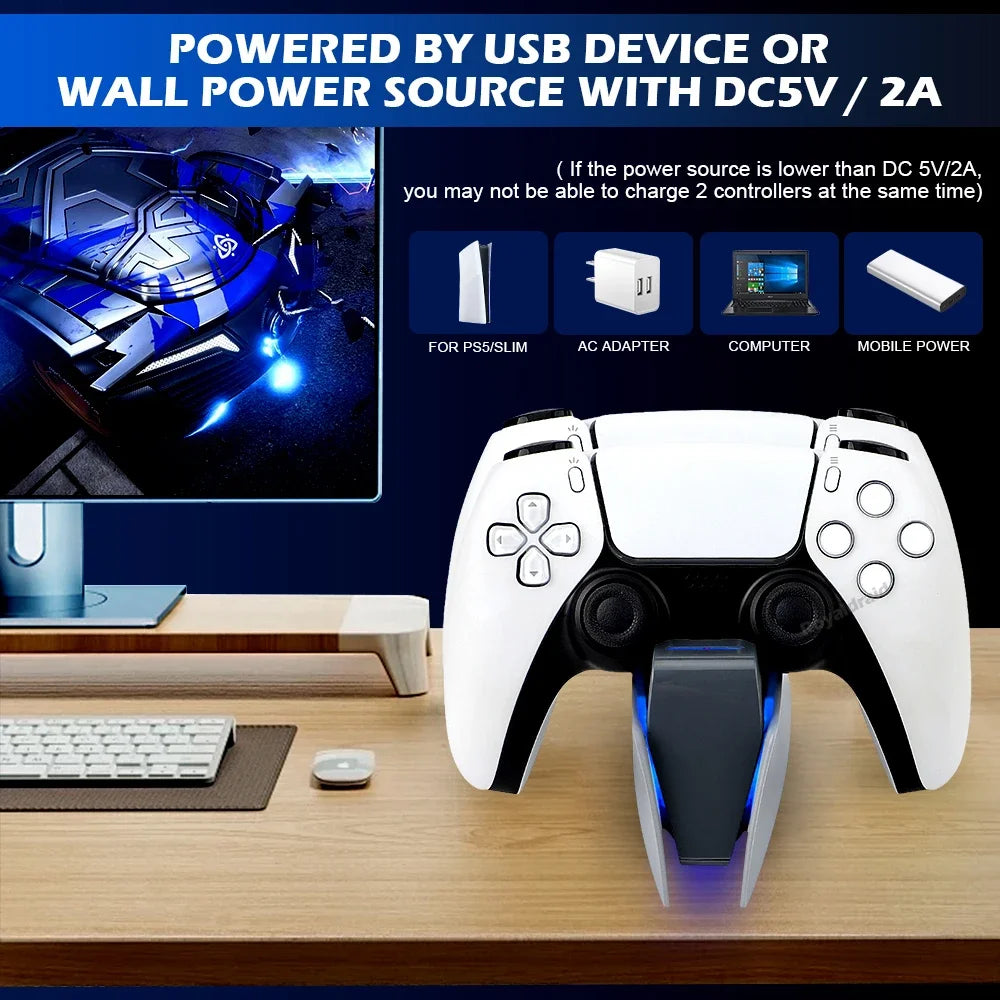 5 FARBEN für PS5-Controller, Ladestation, Dual-Schnellladestation für PS5, Typ C und PS5-Edge-Game-Controller mit LED-Anzeige