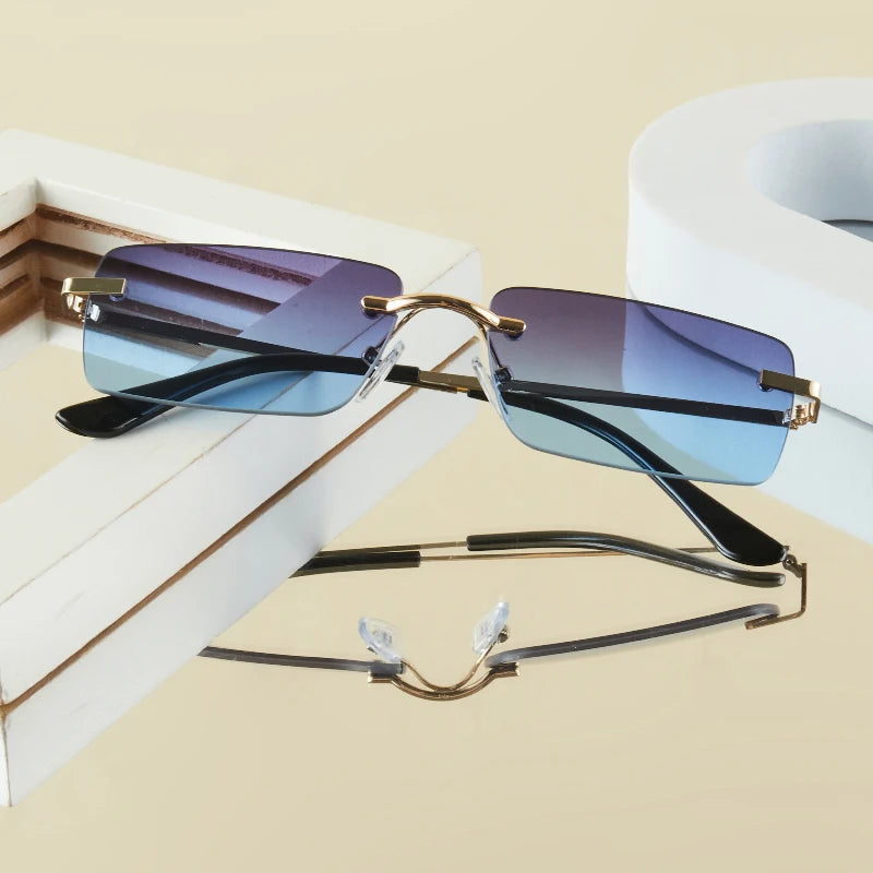1 Stück Herrenmode-Brille, neu, Metall, rahmenlos, elegant, Retro, vielseitig, trendig, geeignet für den täglichen Gebrauch, Urlaub, Outdoor, Sonnenschutz