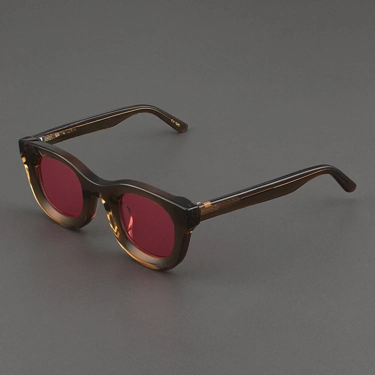 2024 Retro-Sonnenbrille für Damen und Herren, modisch, Acetat, quadratisch, grau, grüner Rahmen, matt gefrostet, UV400, handgefertigte Sonnenbrille
