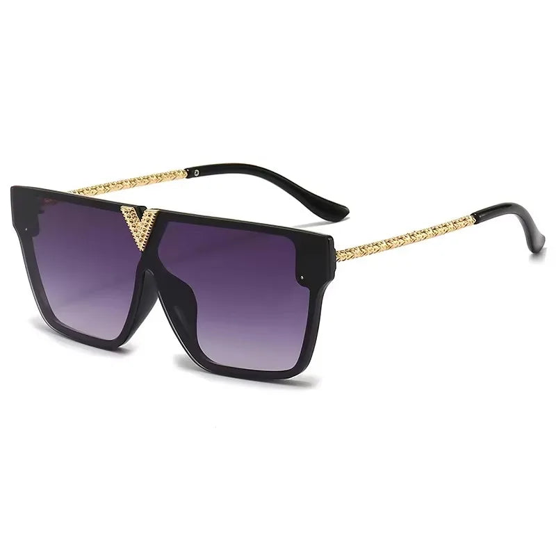 Sonnenbrille mit Buchstabe V für Damen und Herren, quadratischer Rahmen, zum Fahren, beliebter UV-Schutz, schwarze Sonnenbrille, Markendesign, berühmte Brillen 2025,