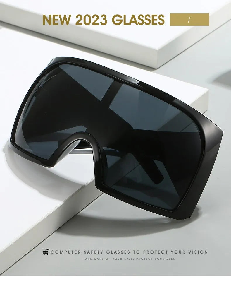 Übergroße Punk-Schild-Sonnenbrille für Damen und Herren, großer Rahmen, 2025, Luxusmarke, Steampunk-Maske, Sonnenbrille für Damen, Sportbrille, UV400