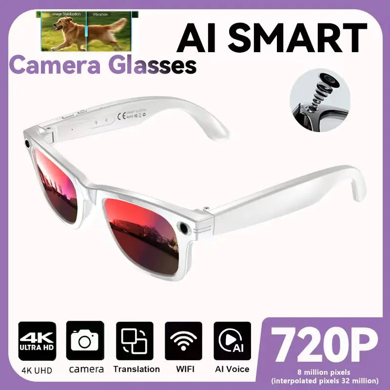 2025 Smart-Sonnenbrille, intelligente Brille mit Kamera, Video, 8 MP, Übersetzung, Bluetooth, Anruf, Musikwiedergabe, Männer und Frauen, Aufnahme ab 100 Jahren