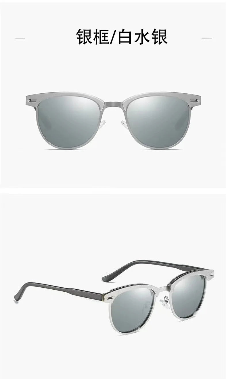 Polarisierende Sonnenbrille Männer Kleine Runde Rahmen Retro Flow Sonnenschutz UV Gläser Sport Outdoor Reise Brillen T248