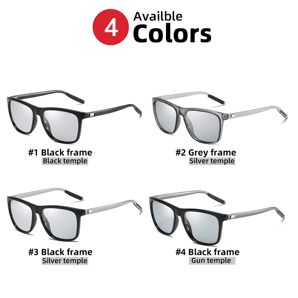 Klassische Angeln Sonnenbrille Männer Polarisierte Metall Quadratischen Rahmen UV400 Photochrome Brille Frauen Fahren Verfärbung Brillen