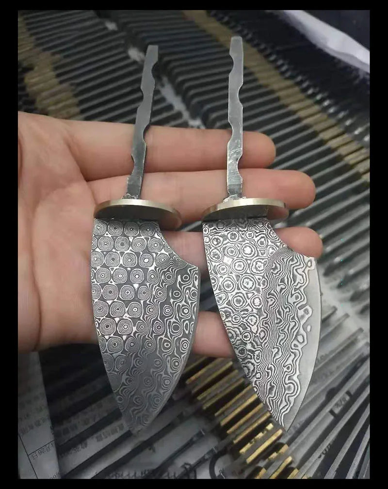 Rosette Damaskus Stahl Sharp Feste Klinge Messer Rohlinge Haushalt DIY Outdoor Camping Überleben Werkzeug Teile Zubehör