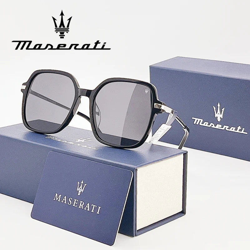 MASERATI Sonnenbrille, neue modische Schutzbrille, stilvolle, ungerahmte Metallrand-Sonnenbrille für Männer und Frauen, coole Pose, trendiges Design 10785