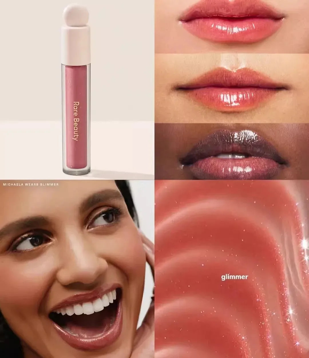 Rare Beauty Neuer exquisiter glänzender Lipgloss, glänzendes flüssiges Pulver, Bluesher Sun Kissed Cheeks und wässrige Lippen, Lippenstift-Kosmetik