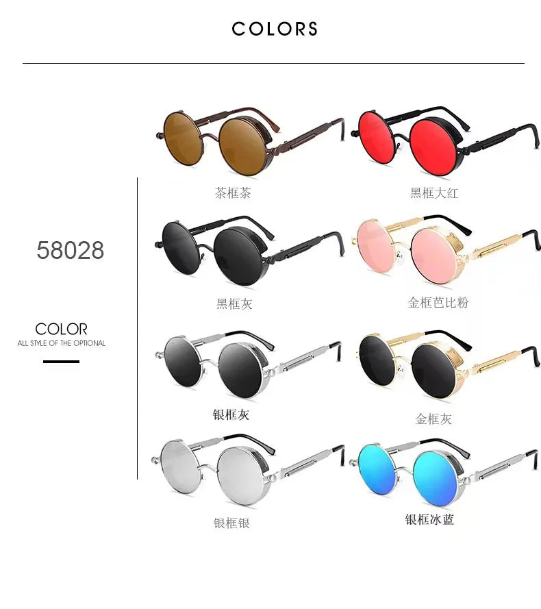 Klassische Steampunk Sonnenbrille Männer Frauen Retro Gothic Runde Herren Sonnenbrille Mode Punk Party Fahr schirme Lunette de Soleil