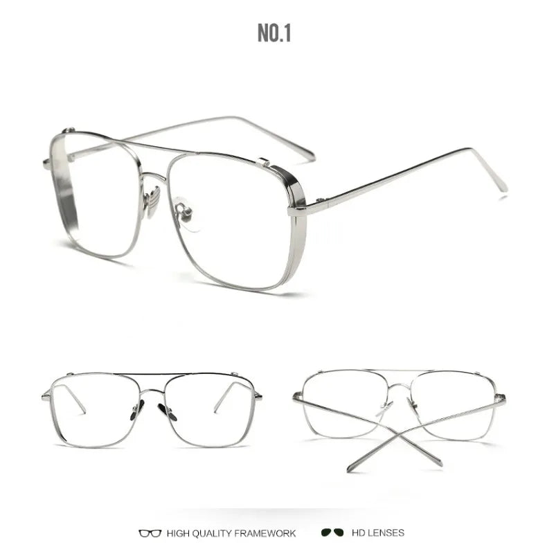 Damen Sonnenbrille mit großem Rahmen neue Mode transparente Gläser Metallrahmen PC-Gläser uv400 transparente Damen Sonnenbrille