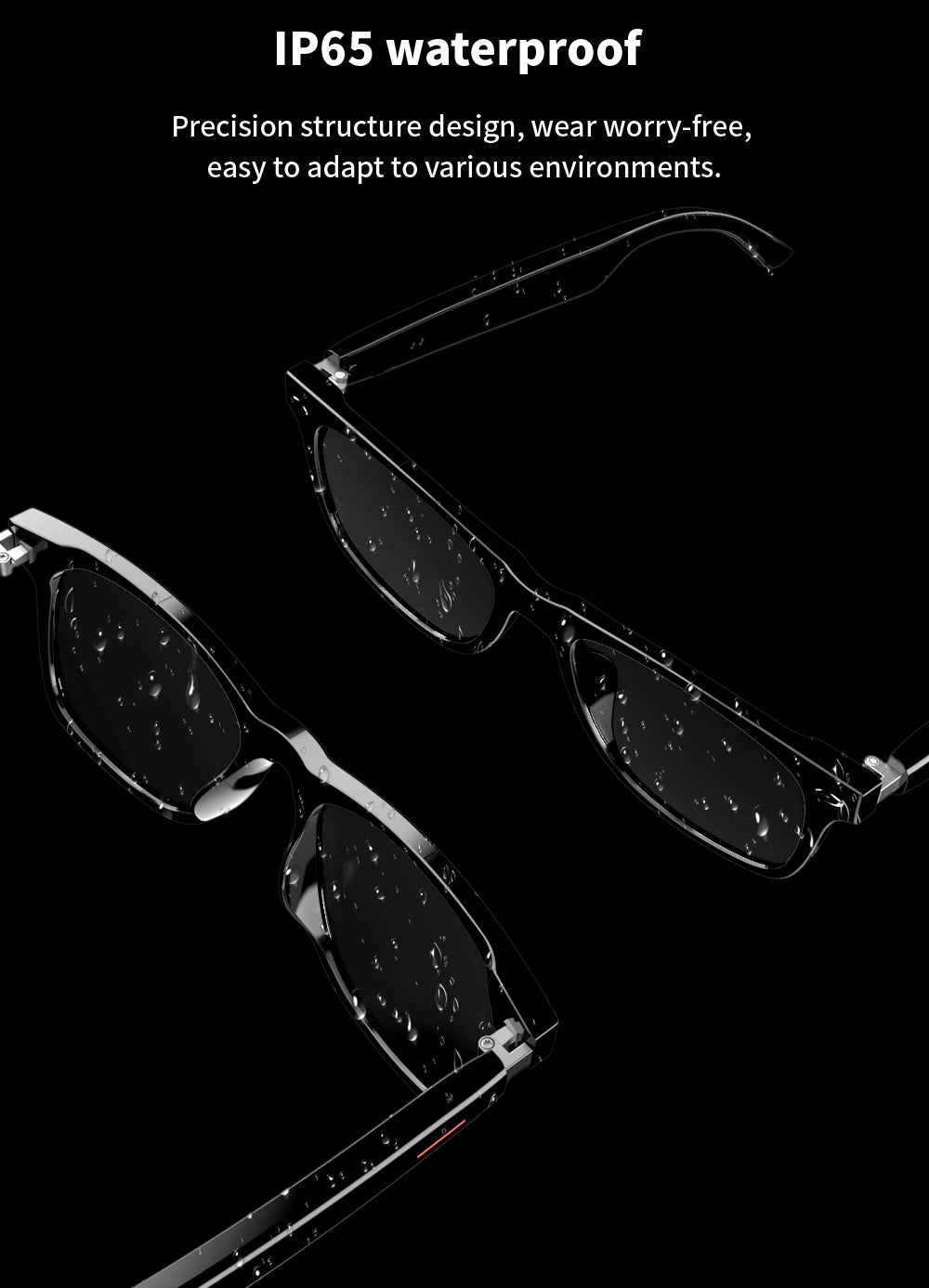 SENBONO E13 Intelligente Brille: Blaulichtfilterung, polarisierte Sonnenbrillengläser, Audio, integriertes Mikrofon, Lautsprecher, Touch- und Sprachassistent