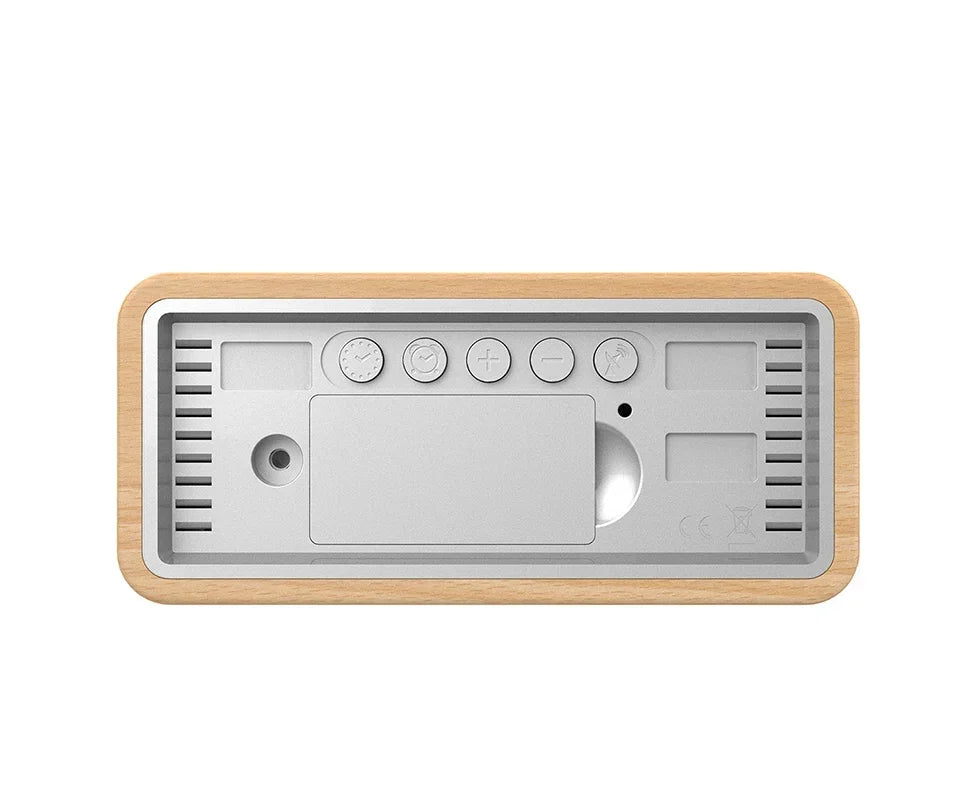 Drahtlose Wetterstation, Holzwecker, digitales Thermometer, Luftfeuchtigkeit, Temperatur, kabelloser Sensor, Heim-TimeWatch-Desktop