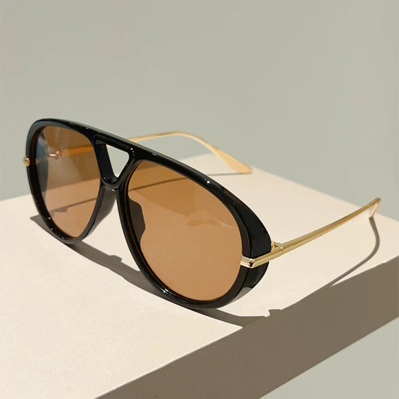 KAMMPT Übergroße Piloten-Sonnenbrille, 2025, neu im Vintage-Stil, Doppelsteg-Sonnenbrille, Damen, trendiges Luxus-Markendesign, Outdoor-Sonnenbrille