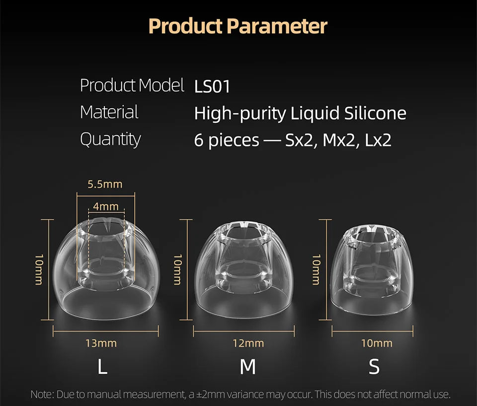 KZ LS01 Hochtransparente Flüssigsilikon-Ohrstöpsel für die meisten kabelgebundenen HiFi-Kopfhörer KZ mit S/M/L-Größe. Bequeme Universal-Ohrstöpsel