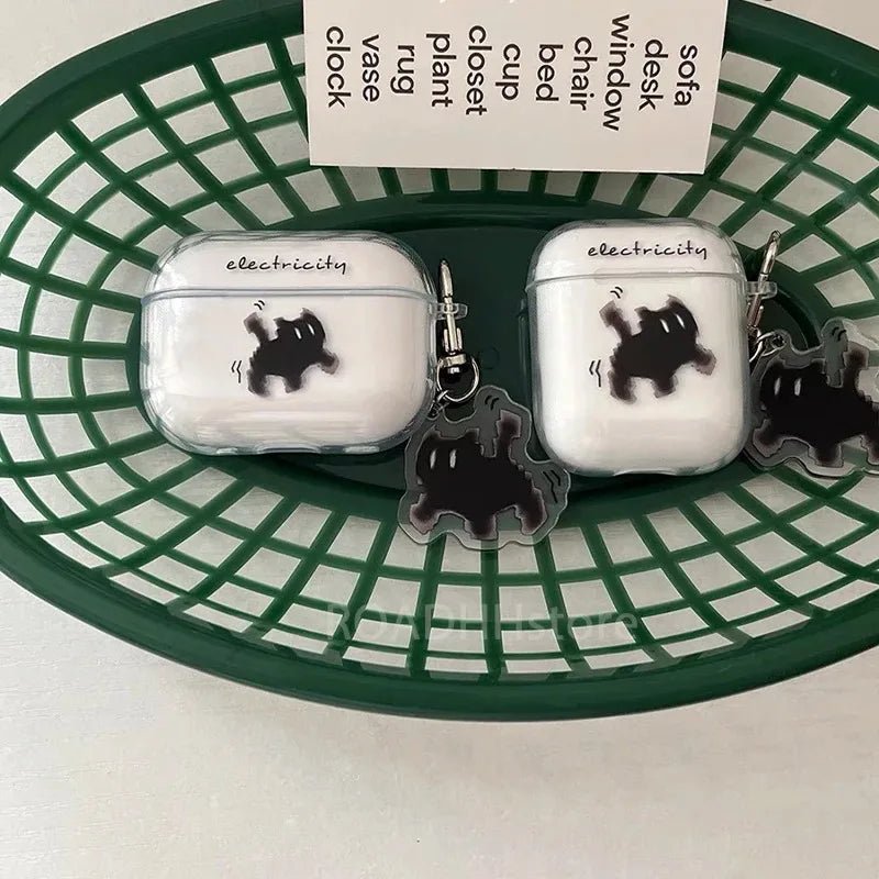 Drahtlose süße Katze schwarze Ladebox für AirPods 4 Pro 3 2 1 Pro3 Hülle transparente Silikon-Kopfhörerhüllen für Airpods Pro 2