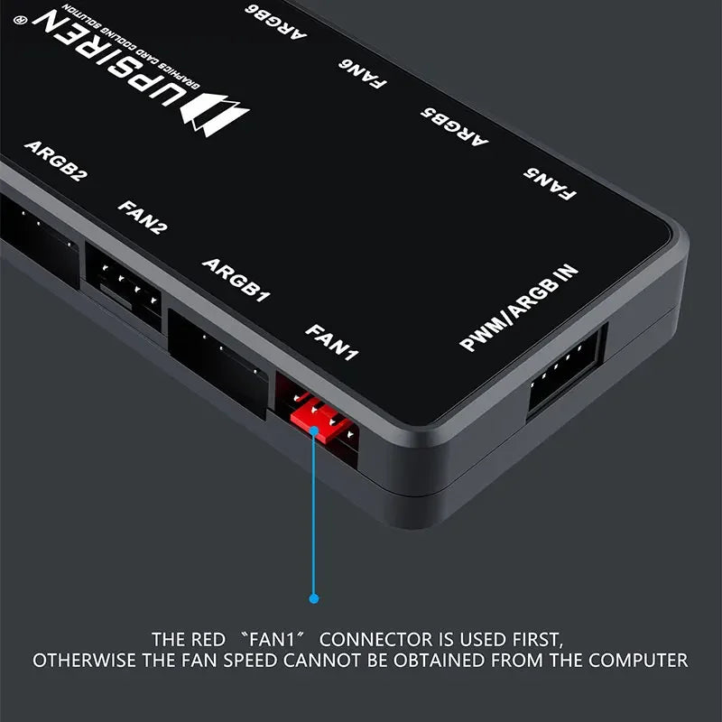 UPSIREN HU-8 Gehäuselüfter-Hub, 8 Sätze ARGB- und PWM-Schnittstellen, magnetisches Unteres Design, unterstützt Motherboard-Synchronisierung